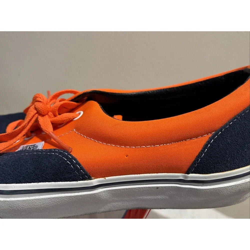 Vans Era NEON ORANGE/DRESS BLUES Suede/Canvas Lace Sneakers Men 10.5 Women 12